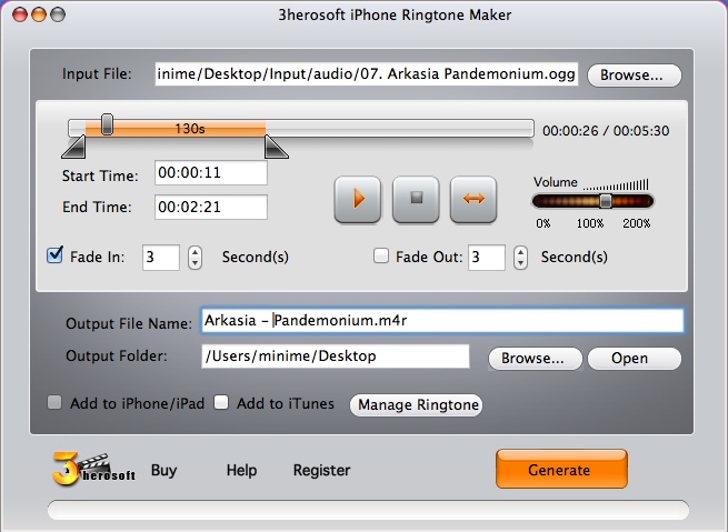 3herosoft iPhone Ringtone Maker 3.0 : Main Window