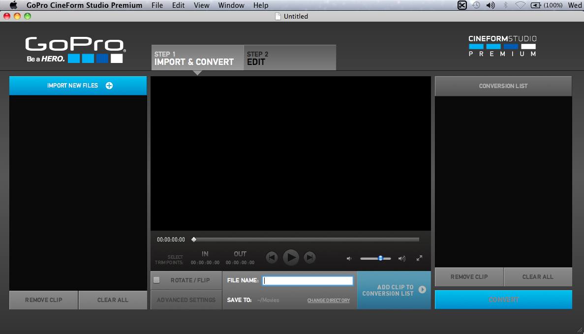 GoPro CineForm Studio Premium 1.1 : Main Window