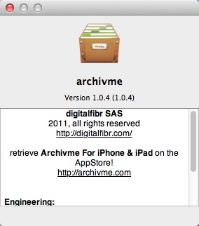 archivme 1.0 : About Window