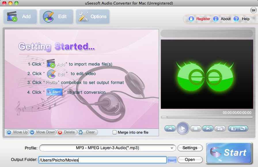 uSeesoft Audio Converter 2.0 : Main Window