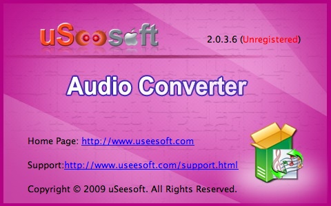 uSeesoft Audio Converter 2.0 : About Window