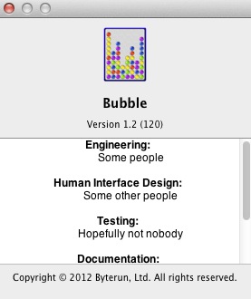 Bubble 1.2 : About window