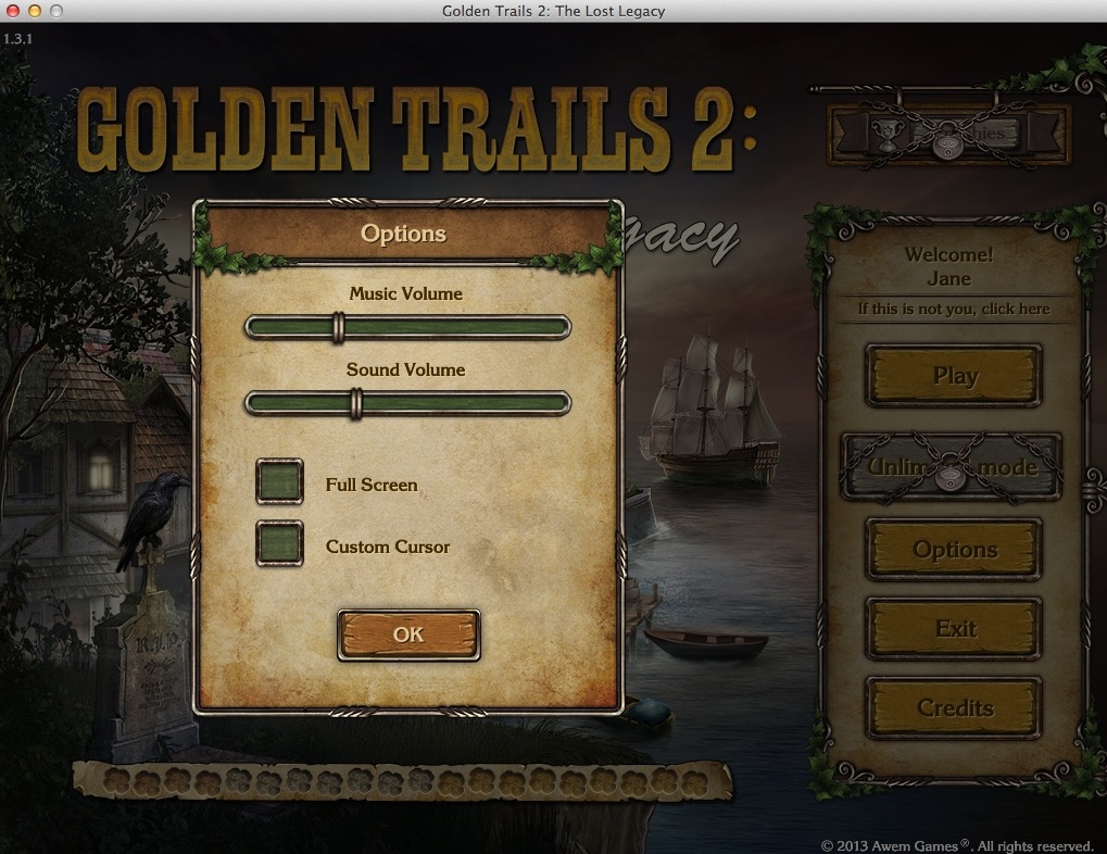 Golden Trails 2: The Lost Legacy : Game Options
