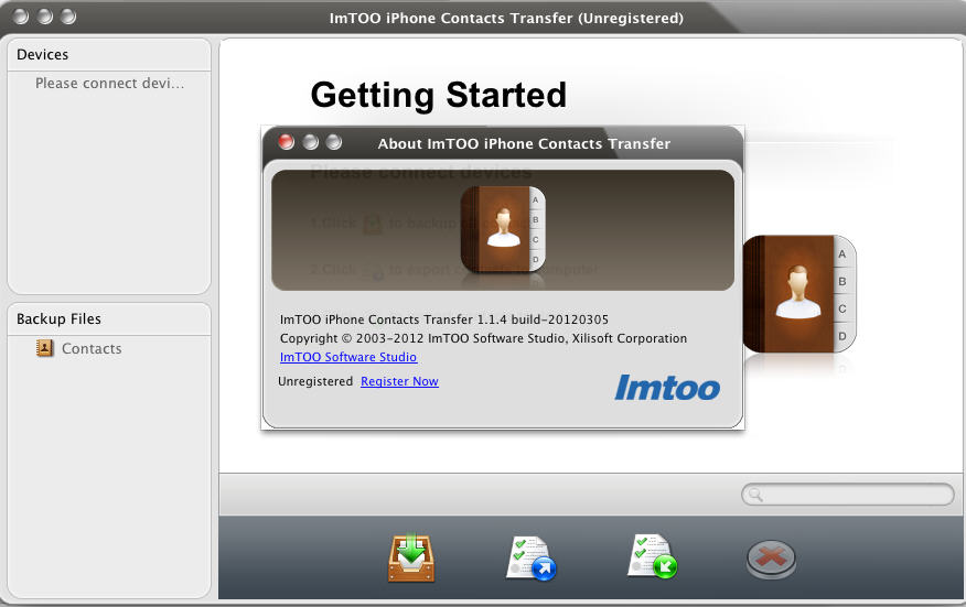 ImTOO iPhone Contacts Transfer 1.1 : Main Window