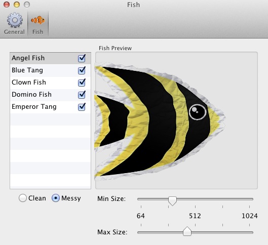 Paper Fish 1.0 : Fish settings