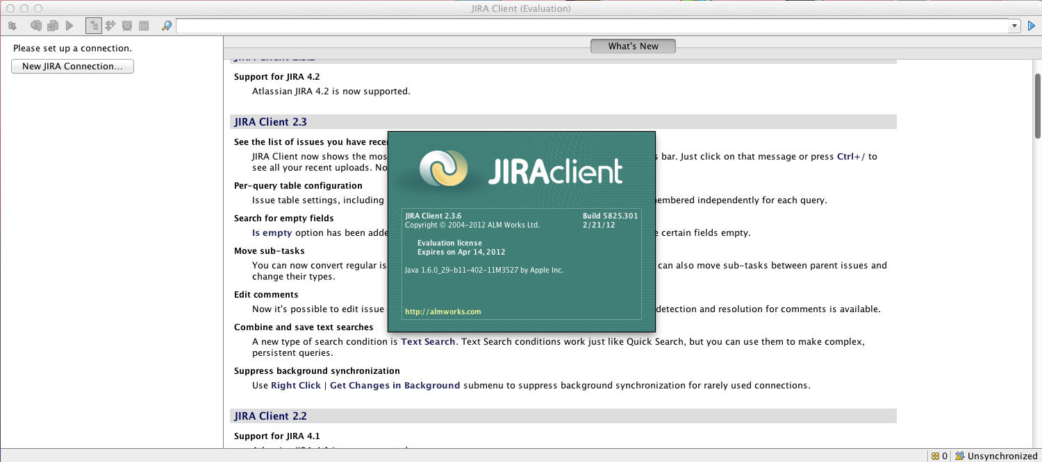 JIRA Client 2.3 : Main Window