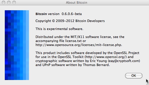 Bitcoin 0.6 beta : About Window