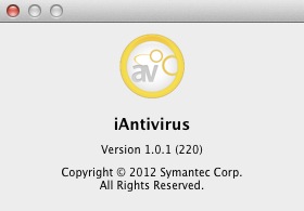 iAntiVirus 1.0 : About window
