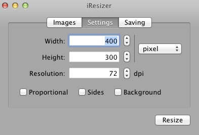 iResizer 1.2 : Settings