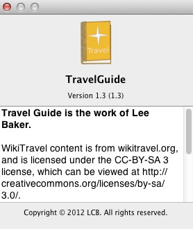 TravelGuide 1.3 : About window