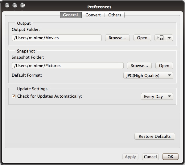 ImTOO Video Converter Ultimate 7.3 : Program Preferences