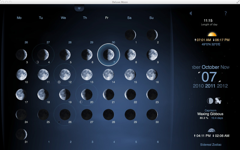 Deluxe Moon HD - Moon Phase Calendar 1.3 : Deluxe Moon HD - Moon Phase Calendar screenshot
