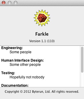 Farkle 1.1 : About window