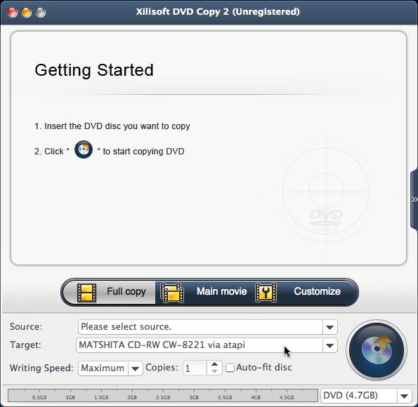 Xilisoft DVD Copy 2 2.0 : Main window