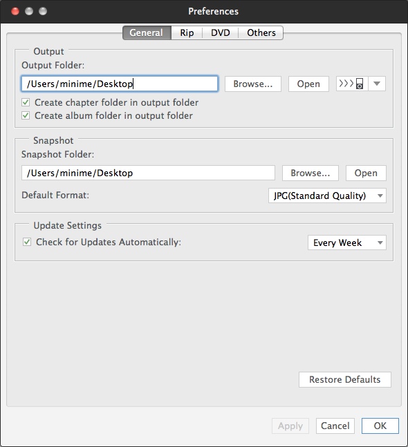 Xilisoft DVD to MP4 Converter 7.8 : Program Preferences