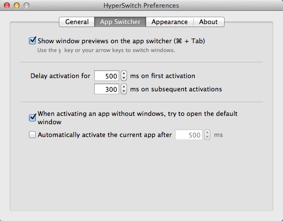 HyperSwitch 0.2 beta : Configuring App Switcher Settings