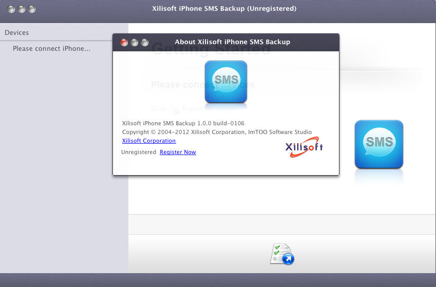 Xilisoft iPhone SMS Backup 1.0 : Main Window