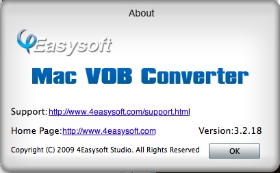 4Easysoft Mac VOB Converter 3.2 : About Window