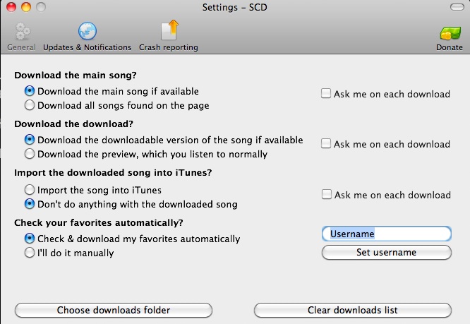 SoundCloud Downloader 2.3 : Settings