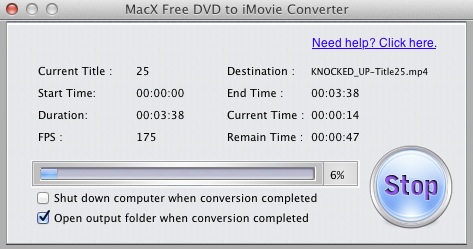 MacX Free DVD to iMovie Converter 2.0 : Converting