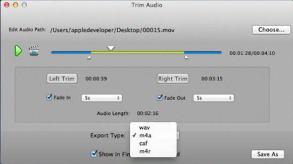 Trim Audio 2.0 : Main Window