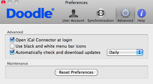 Doodle iCal Connector 1.4 : Advanced Preferences