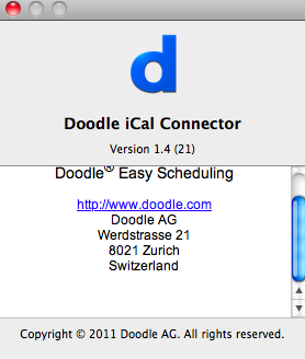 Doodle iCal Connector 1.4 : Program version