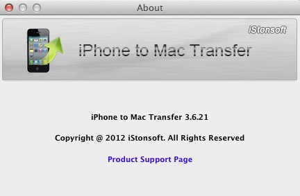 iStonsoft iPhone to Mac Transfer 3.6 : About window