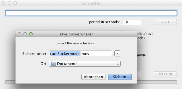 camSucker 0.2 : Select location