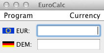 Eurocalc 1.0 : Main Window
