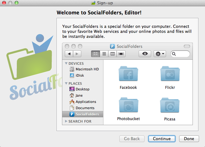 SocialFolders 2.2 : Welcome Screen