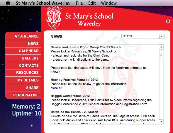 St Mary's School Waverley 1.0 : Main Window