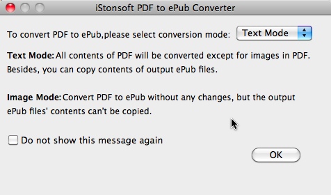 PDF to ePub Converter 2.6 : Options for conversion