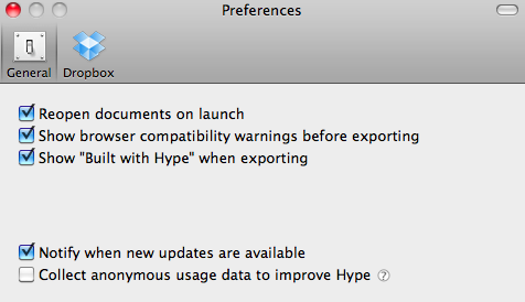Hype 1.5 : Program Preferences