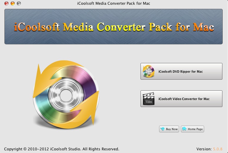 iCoolsoft Media Converter Pack for Mac 5.0 : Main window