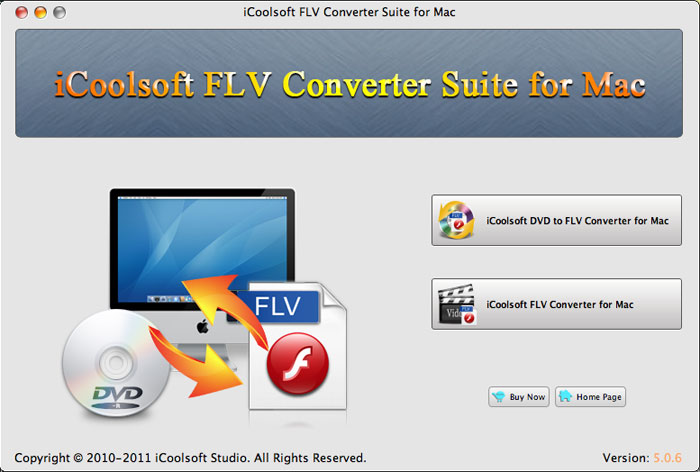 iCoolsoft FLV Converter Suite for Mac 5.0 : Main Window