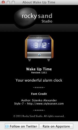 Wake Up Time - Alarm Clock 1.0 : About window