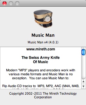 Music Man 4.0 : About Window