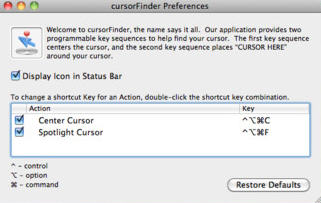 cursorFinder 1.0 : Preferences