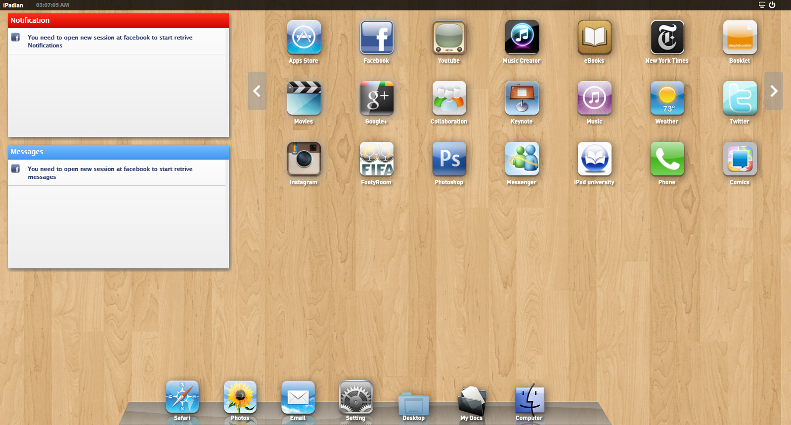 iPadian 1.0 : Main window