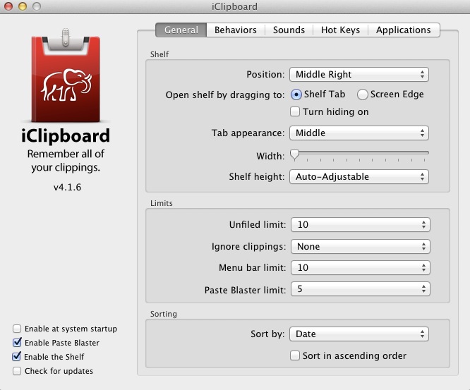 iClipboard 4.1 : Preferences