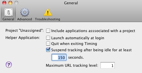 Free Time Tracker - Timing lite 1.2 : Preferences