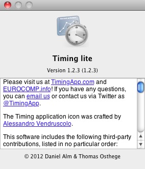 Free Time Tracker - Timing lite 1.2 : About