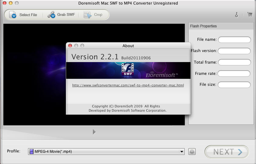 Doremisoft Mac SWF to MP4 Converter 2.2 : Main Window