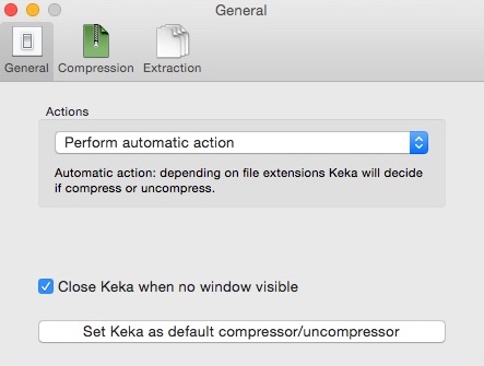 Keka 1.0 : Preferences Window