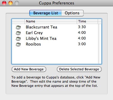 Cuppa 1.7 : Beverages List