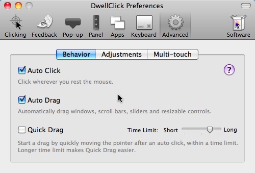 DwellClick 2.1 : Advanced settings