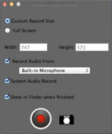 Screen Recorder-Pro 2.0 : Main window