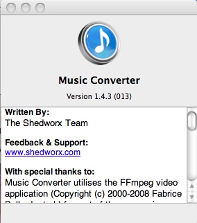 Music Converter 1.4 : About Window