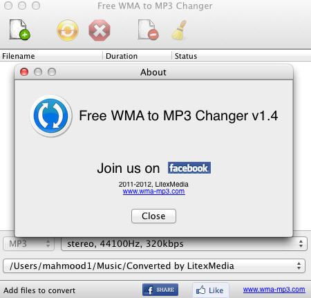 Free WMA to MP3 Changer 1.4 : About
